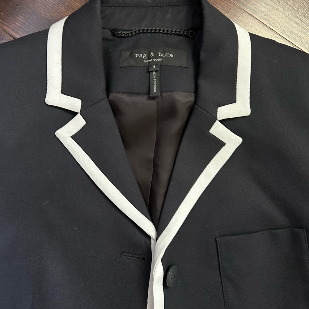 Rag & Bone White and Blue Blazer Tailored for Professional Elegance